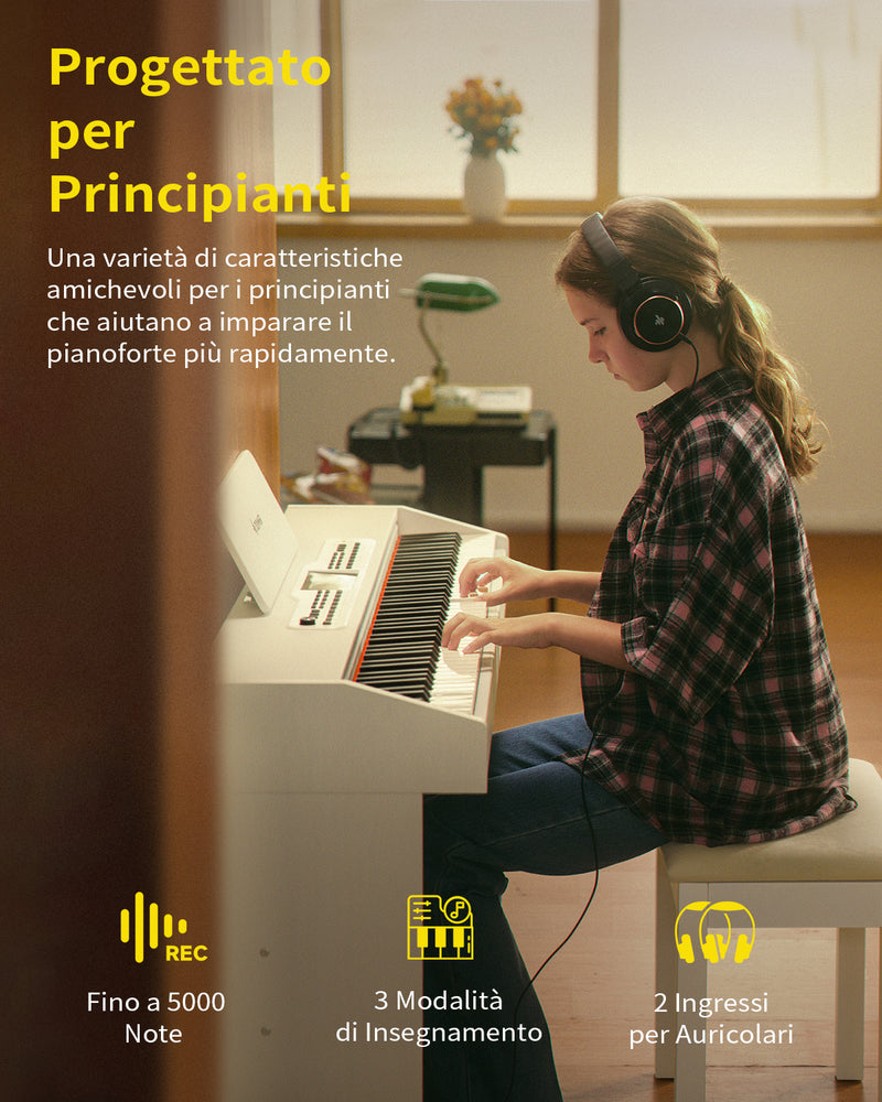 Donner DDP-95 88 tasti pianoforte digitale verticale pesato per principianti bianco