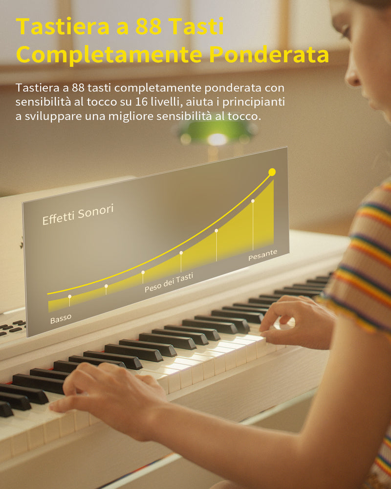 Donner DDP-95 88 tasti pianoforte digitale verticale pesato per principianti bianco