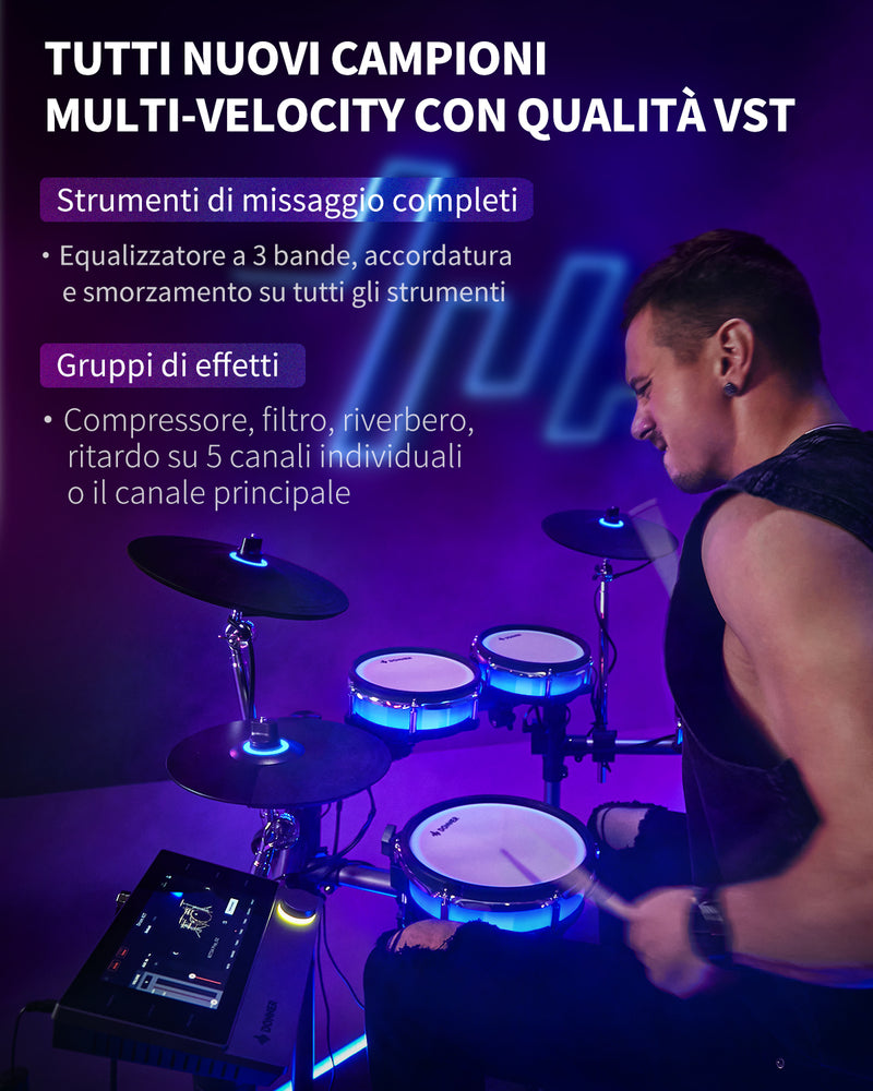 Donner BackBeat Batteria Elettronica con luci a LED personalizzabili schermo touch da 7 pollici