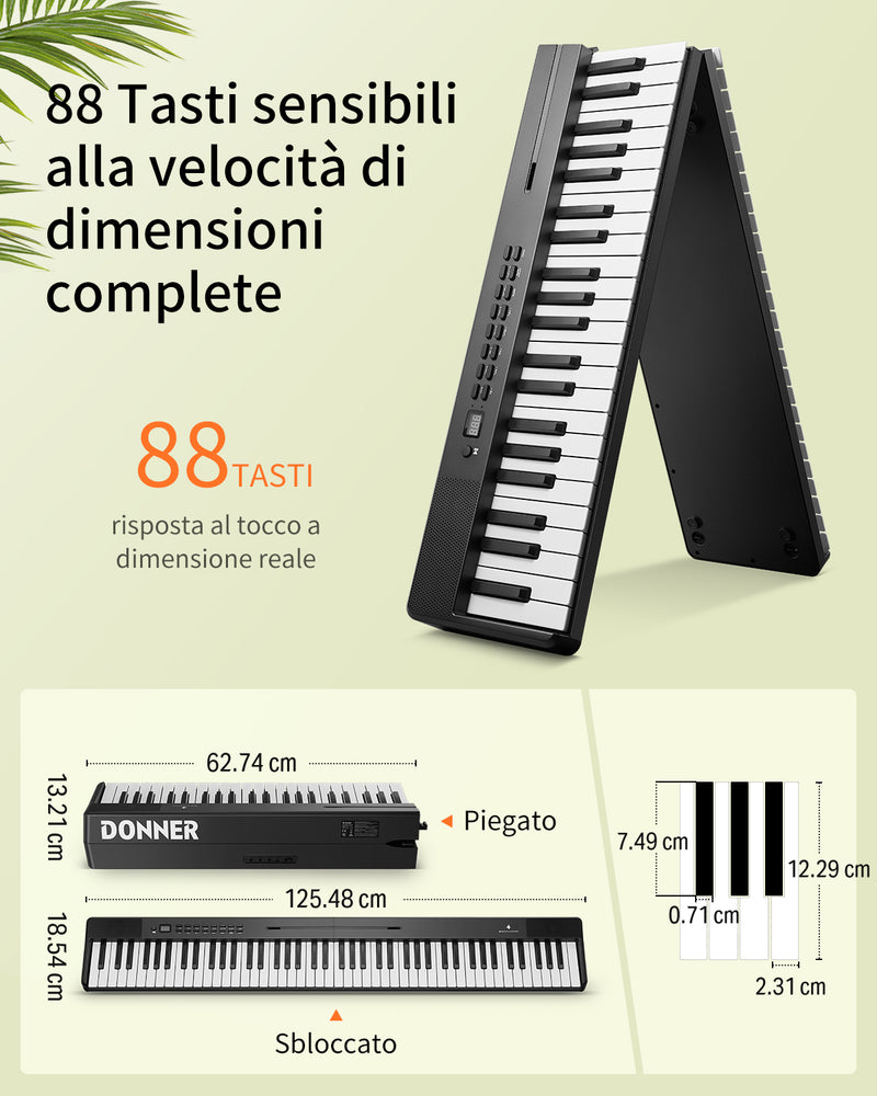 Donner DP-10 Piano elettrico Tastiera portatile pieghevole