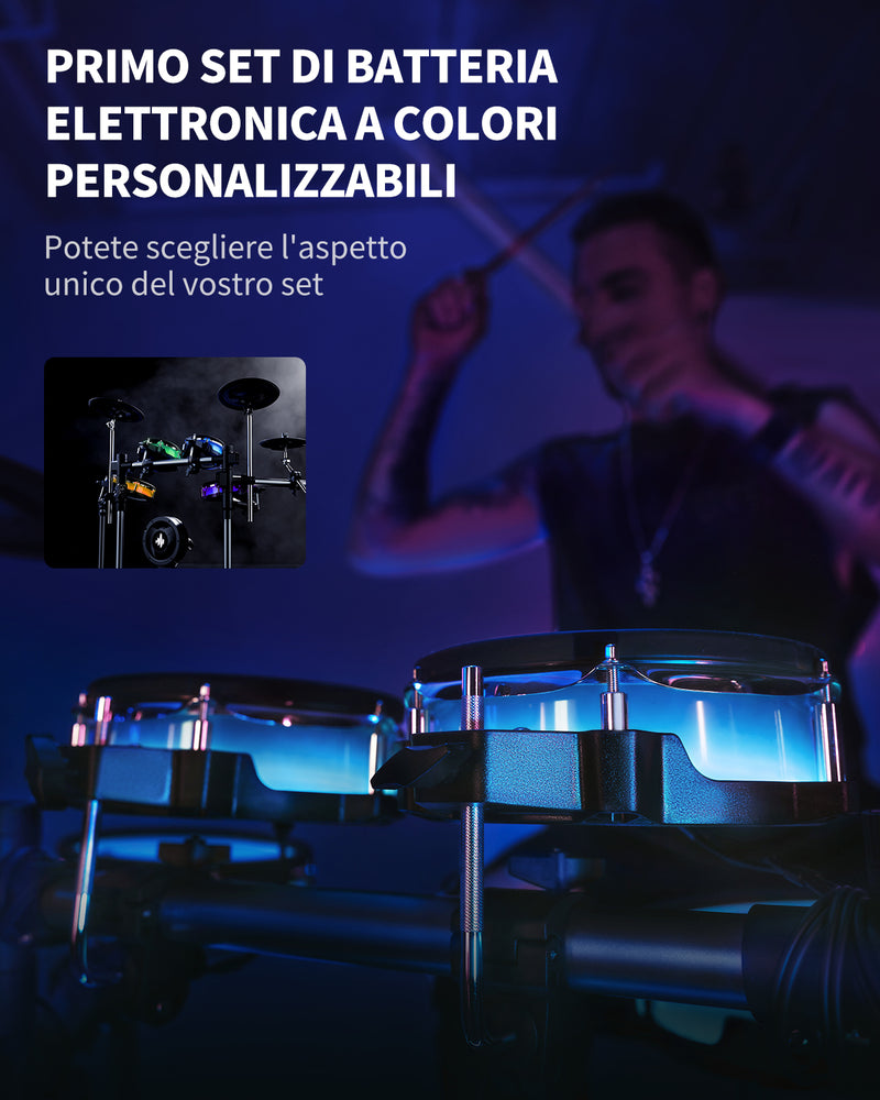 Donner BackBeat Batteria Elettronica con luci a LED personalizzabili schermo touch da 7 pollici