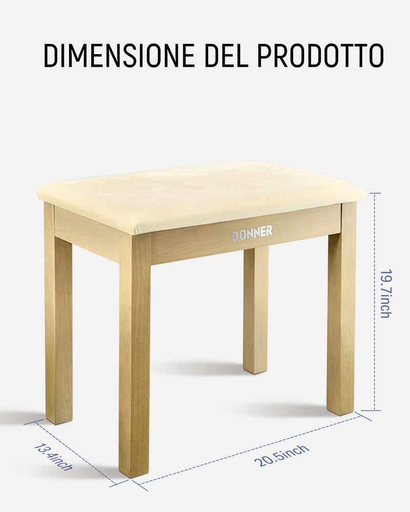 Donner panca con contenitore per pianoforte legno massiccio