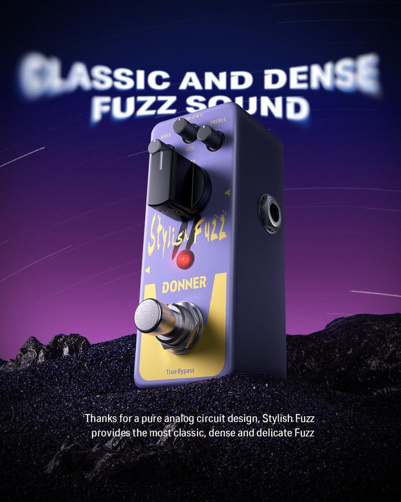 Donner Pedal de efecto Fuzz, elegante pedal de efecto fuzz, clásico Mini Fuzz Pedal para guitarra eléctrica True Bypass