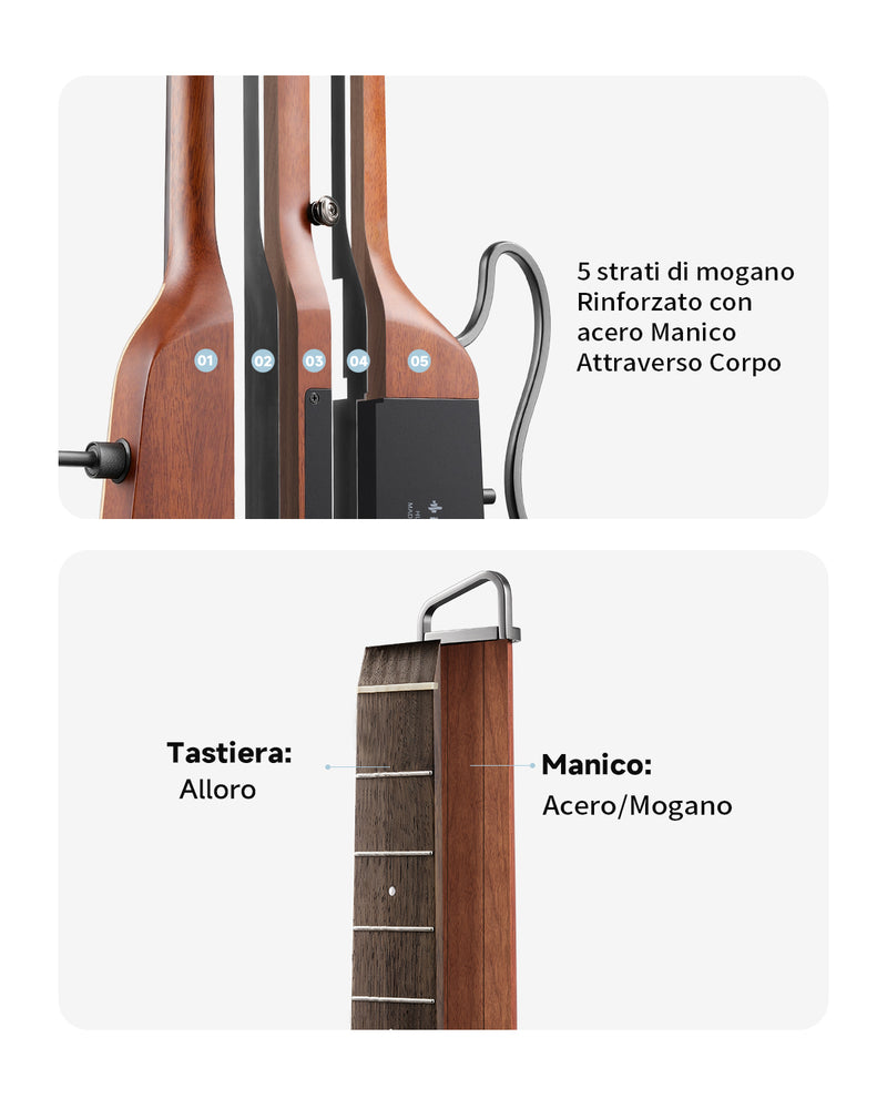 Donner HUSH-I Pro Chitarra Modalità di suono multiple Chitarra da viaggio