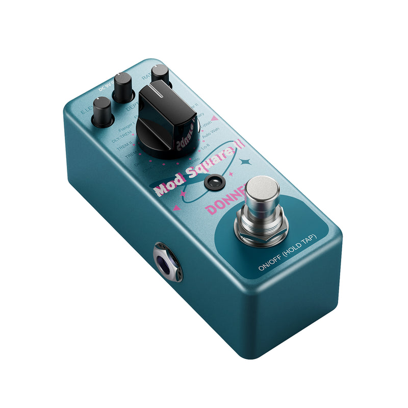 Donner Pedal de modulación - Mod Square Ⅱ para pedales de guitarra eléctrica, 16 efectos Chorus Phaser Tremolo Flanger Rotary Vibrato Wah Lo-fi Detune 16 modos de modulación, True Bypass