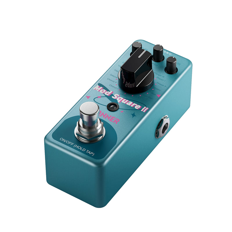 Donner Pedal de modulación - Mod Square Ⅱ para pedales de guitarra eléctrica, 16 efectos Chorus Phaser Tremolo Flanger Rotary Vibrato Wah Lo-fi Detune 16 modos de modulación, True Bypass