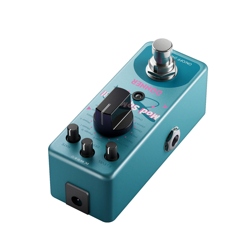 Donner Pedal de modulación - Mod Square Ⅱ para pedales de guitarra eléctrica, 16 efectos Chorus Phaser Tremolo Flanger Rotary Vibrato Wah Lo-fi Detune 16 modos de modulación, True Bypass