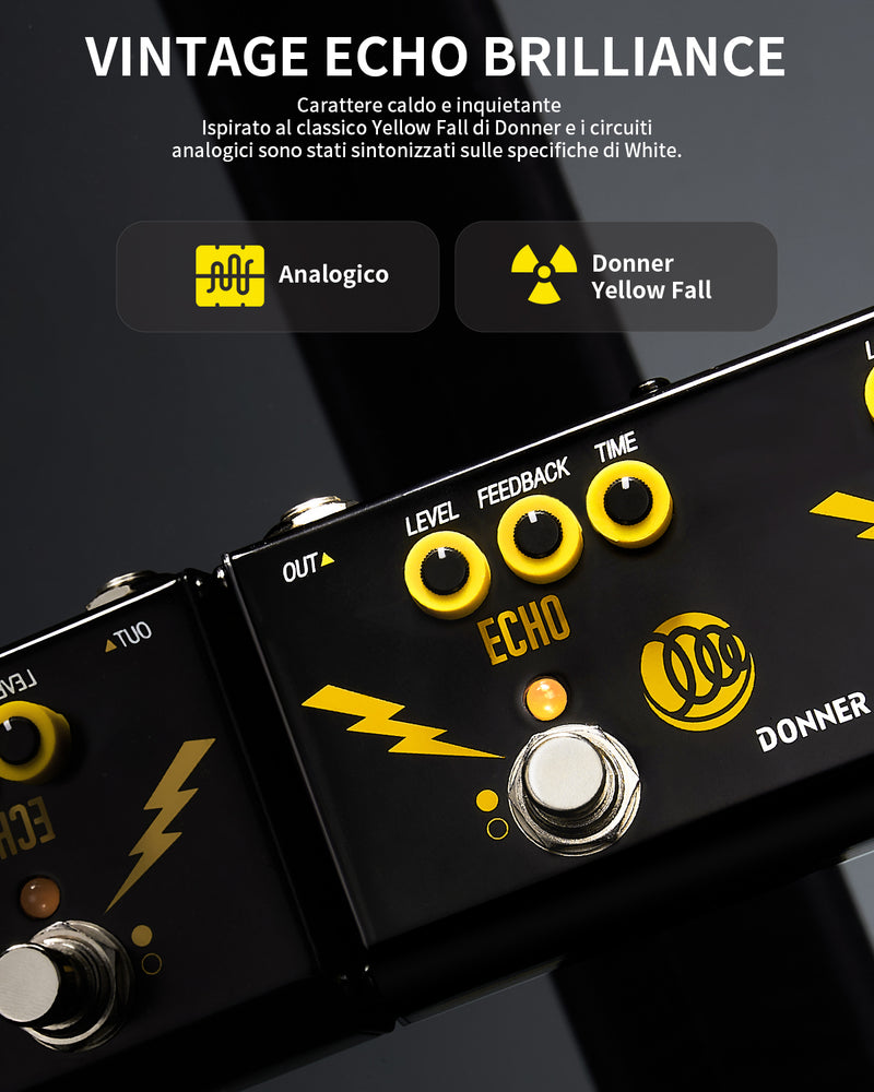 Donner X Third Man Hardware Pedale Multieffetto, Pedale Analogico Per Chitarra Triple Threat 3 In 1, Pedale Distorsione Phaser Echo Con Adattatore Per Chitarra Elettrica