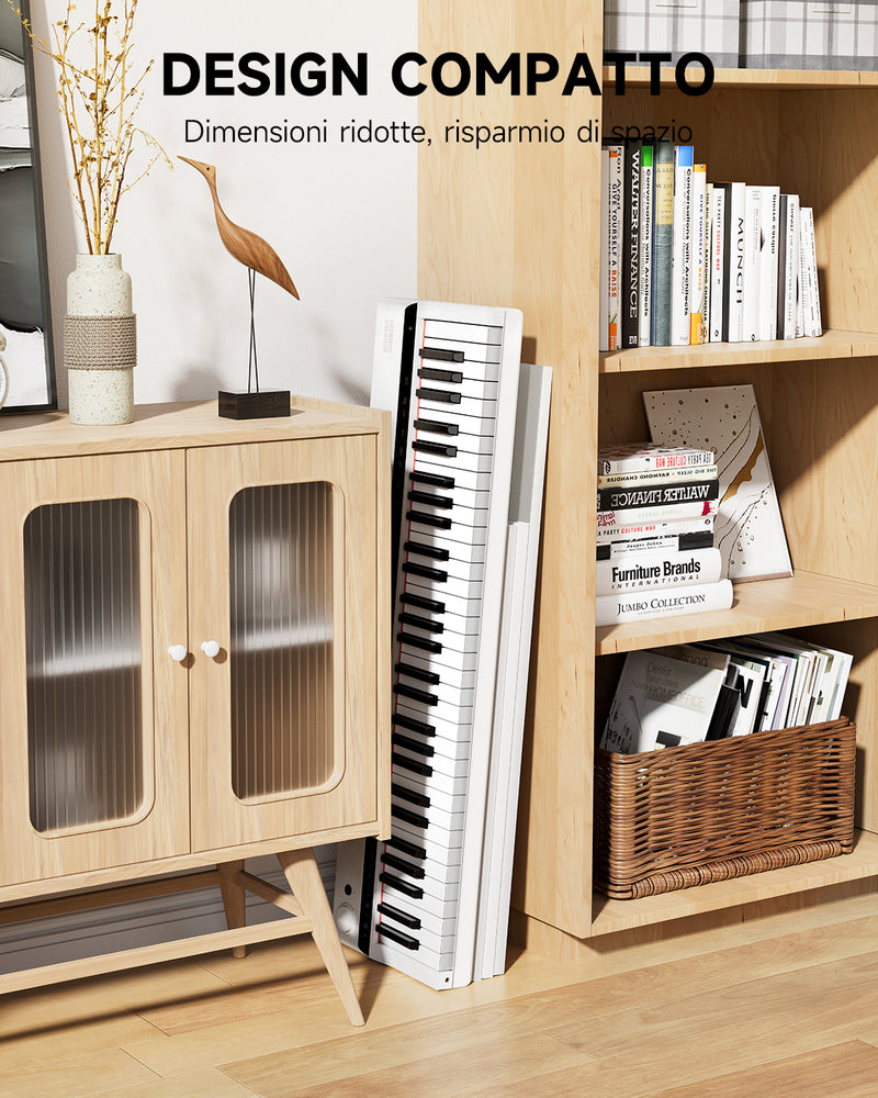 Tastiera elettronica Donner Pianoforte 61 tasti, indicatore luminoso di guida progettato per i principianti, con supporto per pianoforte staccabile, leggio, DK-10S Bianco