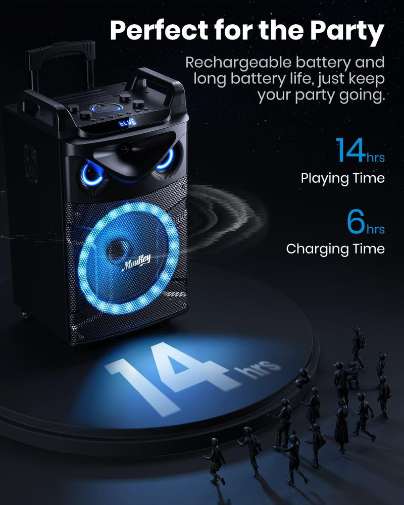 Moukey MTs12-1 Altoparlante Bluetooth portatile per karaoke con 2 microfoni wireless