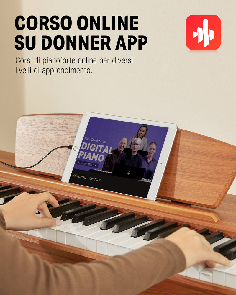 Donner DDP-80 pianoforte digitale domestico a 88 tasti stile in legno