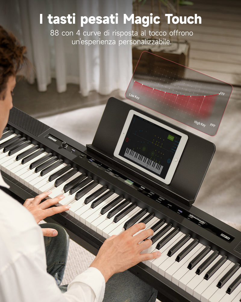 Donner DEP-16A Tastiera per pianoforte digitale elettrica 88 tasti full size pesata con pedale sustain, alimentatore