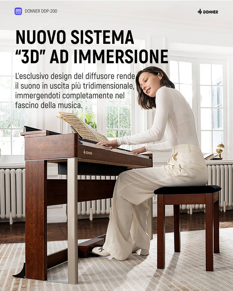 Donner DDP-200 Pianoforte digitale verticale professionale