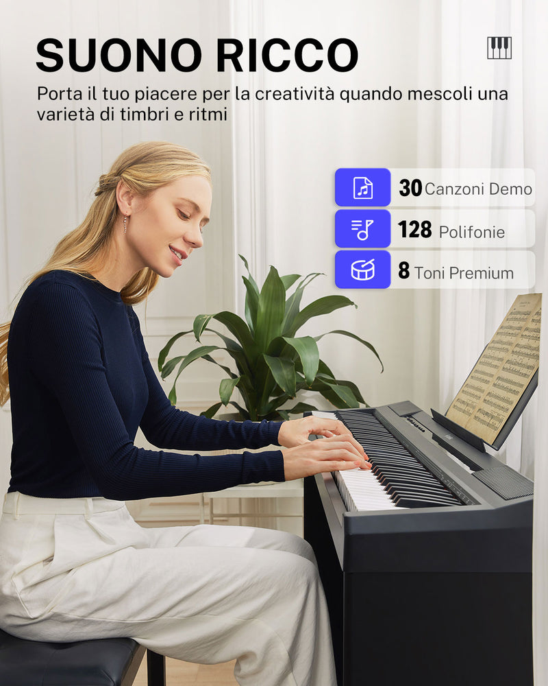 Donner DEP-10 pianoforte digitale verticale 88 tasti semi-pesata con supporto