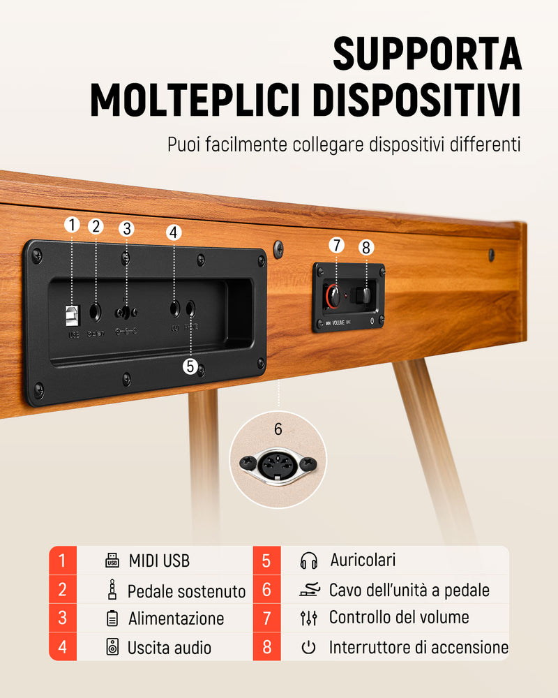 Donner DDP-80 pianoforte digitale domestico a 88 tasti stile in legno