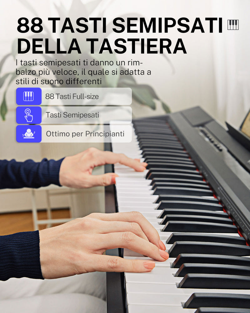 Donner DEP-10 pianoforte digitale verticale 88 tasti semi-pesata con supporto