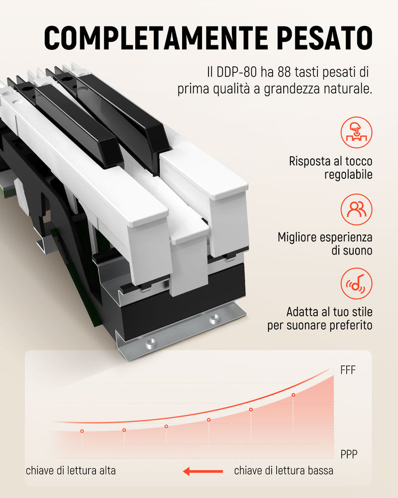 Donner DDP-80 pianoforte digitale domestico a 88 tasti stile in legno