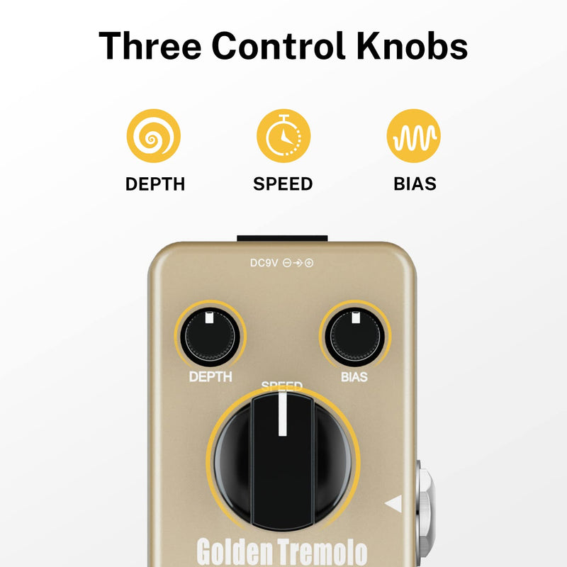 Donner Golden Tremolo Pedal Classic Tremolo Guitar Effect - Donner music- UK